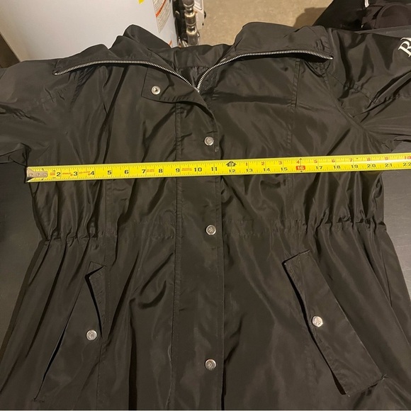 Lauren Ralph Lauren Jacket Women Size L Black Rain Coat Hood Zip Adjustable - Picture 10 of 11